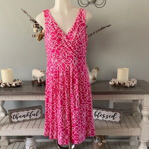 Lands' End Vivid Pink Geometric Midi Dress